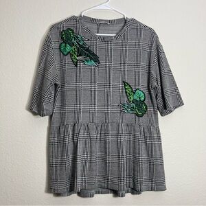 Zara Trafalu - Embroidered Patch Top - Small - NWOT
